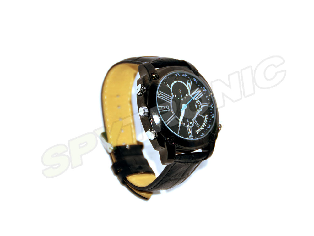 HD-IR Black Leather Camera Watch