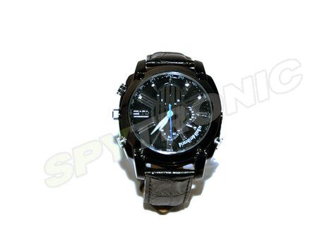 HD-IR Black Leather Camera Watch