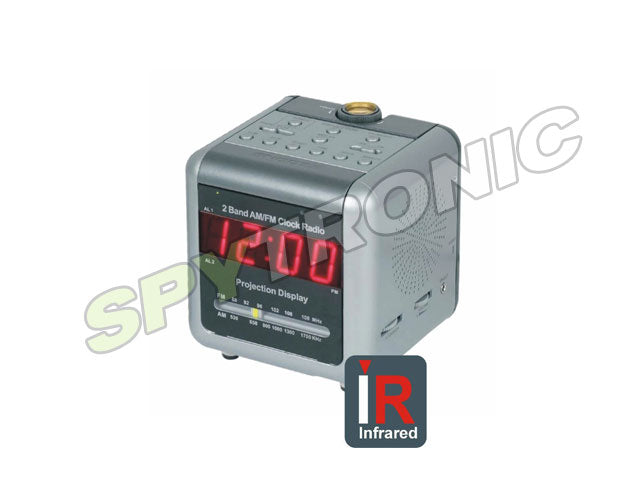 Alarm clock with hidden IR recording camera