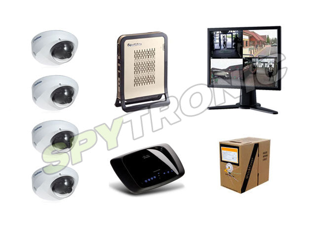 4 IP dome cameras, NVR audio video digital recorder Set