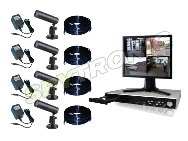 4 bullet cameras and audio video digital recorder set