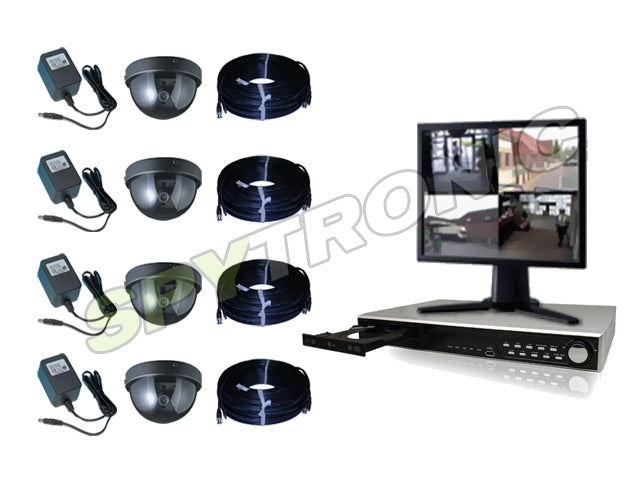 4 dome cameras and audio video digital recorder set