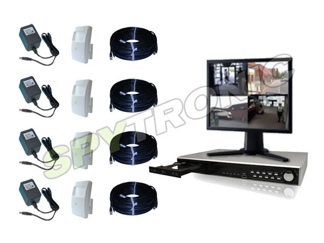 4 sensor cameras and audio video digital recorder set